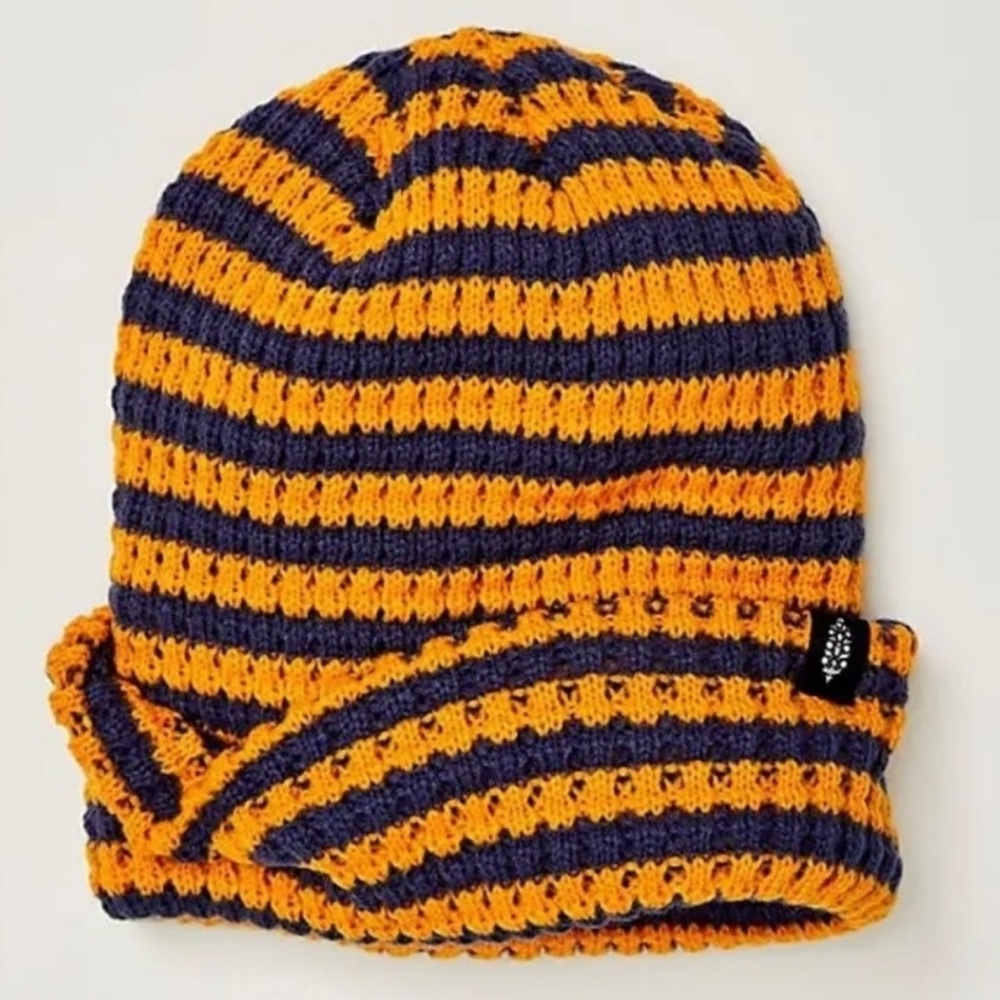 FP Movement Stripe It Up Cool Down Beanie in Varsity Orange One Size NWT